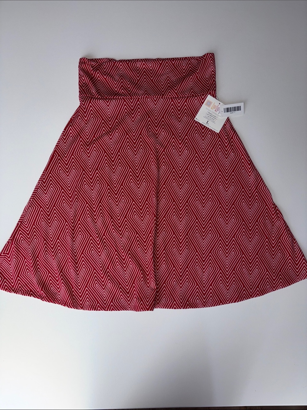 LuLaRoe Red Chevron A-Line Skirt with Zigzag Print